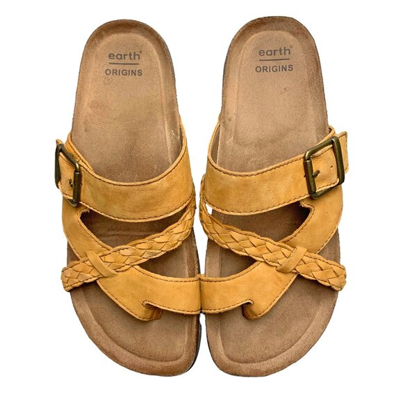 Earth Origins Orono Foster Amber Yellow Sustainable Nubuck Sandals Womens 8 Wide - Picture 4 of 10